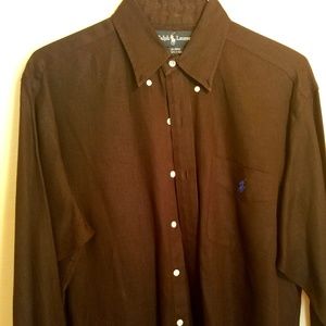 Ralph Lauren Black Medium Linen Button Down Shirt